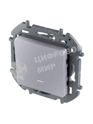 Выключатель 1-клавишный с подсветкой/индикацией, 10AX, 250 В, алюминий