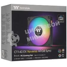 Вентилятор для корпуса Thermaltake CT140 EX Sync Reverse ARGB 140х140x25 черный 4-pin 32.8дБ (упак.:3шт) (CL-F193-PL14SW-A) Ret