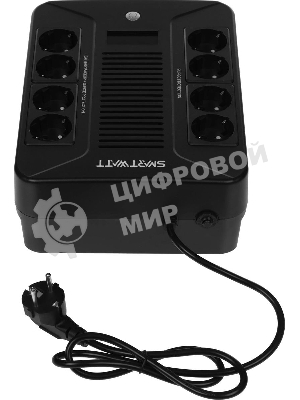 Источник бесперебойного питания SMARTWATT UPS SAFE PRO LCD 1000 черный 1000/600 ВА/Вт, напольный/настенный, линейно-интерактивный, LCD дисплей, Shuko CEE7/4 - 8 шт. (4 шт. с резервным питанием, 4 шт. - сетевой фильтр)