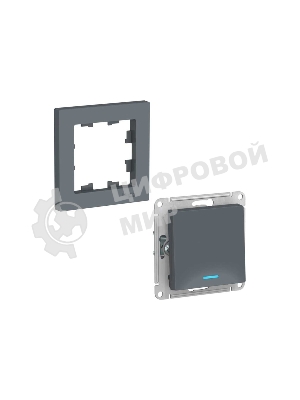 Механизм выключателя 1-кл. СП AtlasDesign 10А IP20 (сх. 1а) 10AX с подсветкой грифель