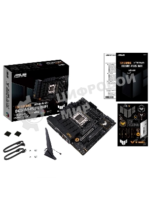 Материнская плата ASUS TUF GAMING B650M-PLUS WIFI, AM5, AMD B650, 4xDDR5, 4xSATA, 2xM.2, 1xPCIe 4.0 x16, 1xPCIe 4.0 x4, 1xDP, 1xHDMI, 1x 2.5Gb LAN, 4xUSB-A 3.2 Gen 2, 1xUSB-A 3.2 Gen 1, 1xUSB-C 3.2 Gen 2x2, 5x3.5 мм, 7.1, mATX
