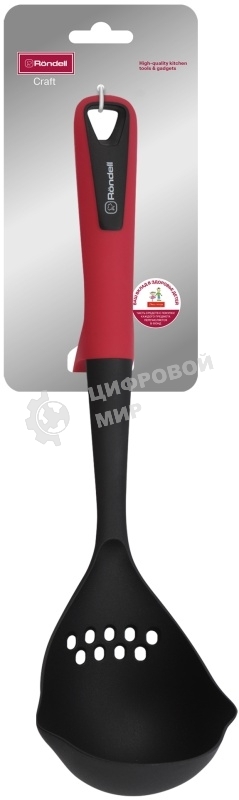 Половник для первых блюд Rondell Craft RD-1872 черный/красный упак.:картонная подложка