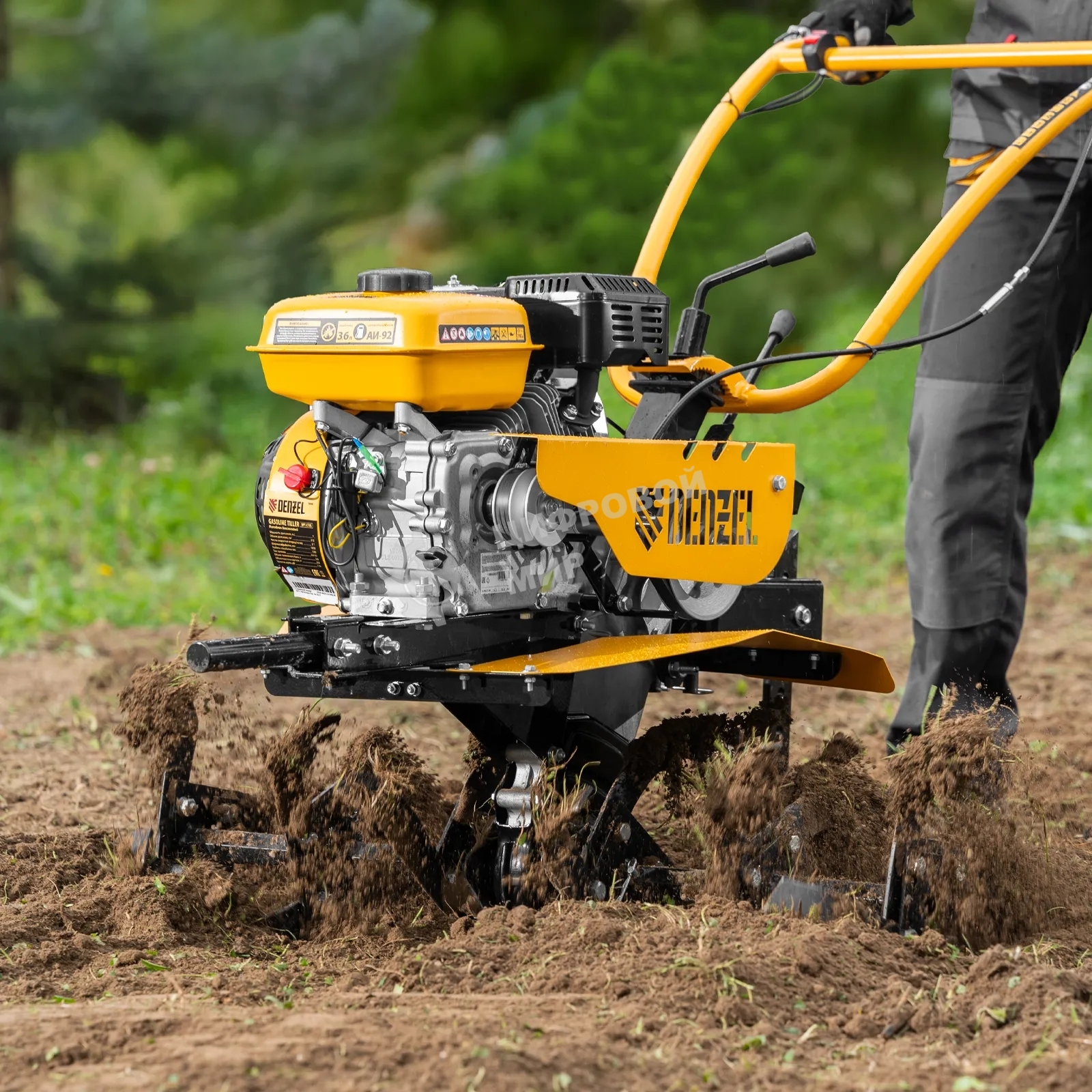 Мотоблок Denzel DPT-270S, 7 л.с., ремен.сцеп, фрез 3х4, ШОМ, передачи 2В/1Н