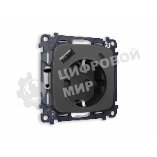 Комплект механизма электрической розетки OMEGA Графит мягкое касание 2USB A+C 20W (быстрая зарядка) с/з QUANT (OP9100, VM160) MO910010