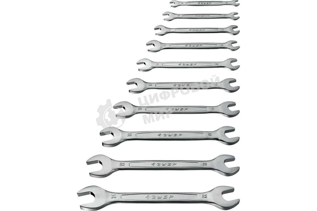 Набор рожковых гаечных ключей 10 шт, 6 - 24 мм, Зубр