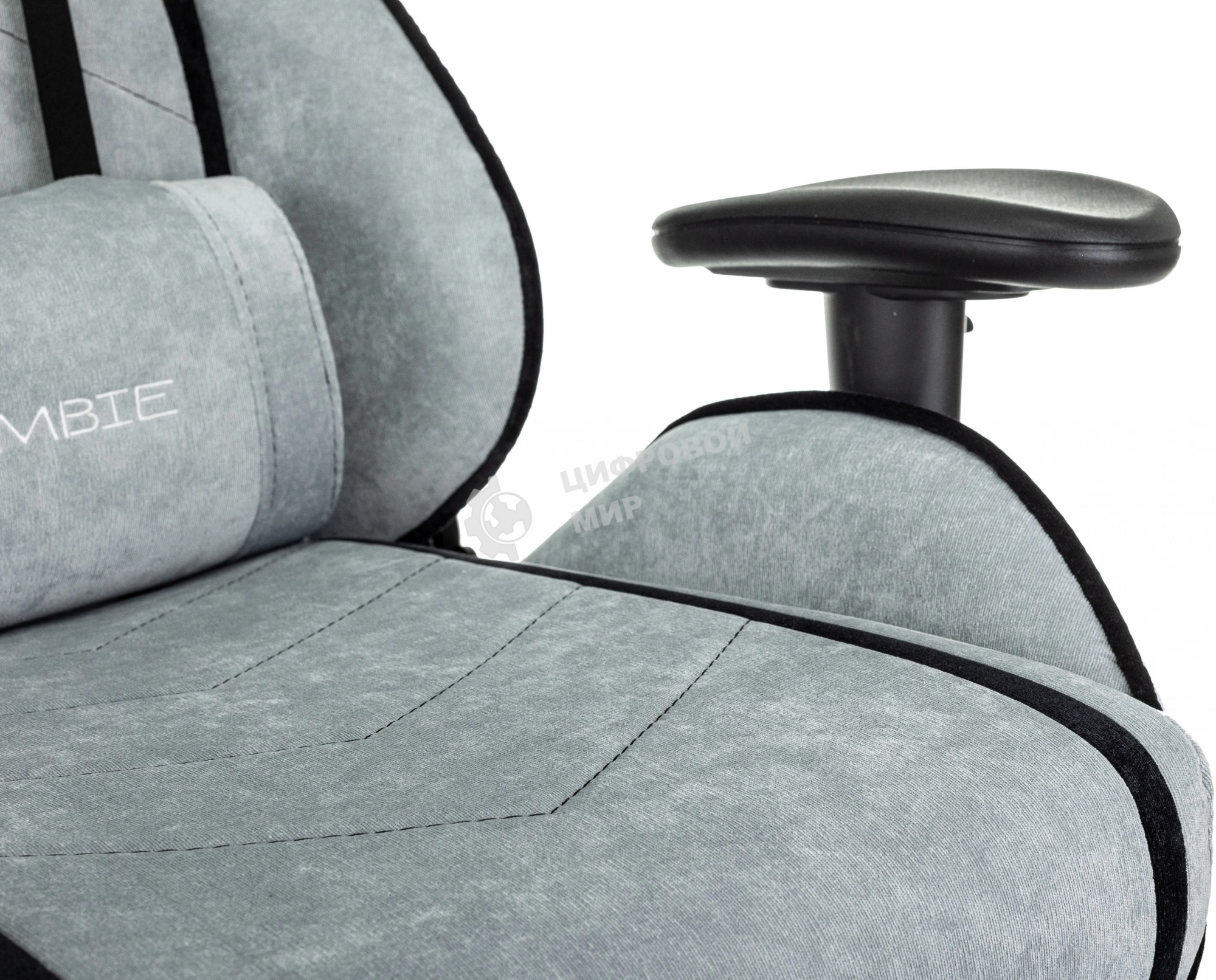 Кресло игровое Zombie Drift/F серо-голубой/черный, крестов. пластик, подст. для ног
