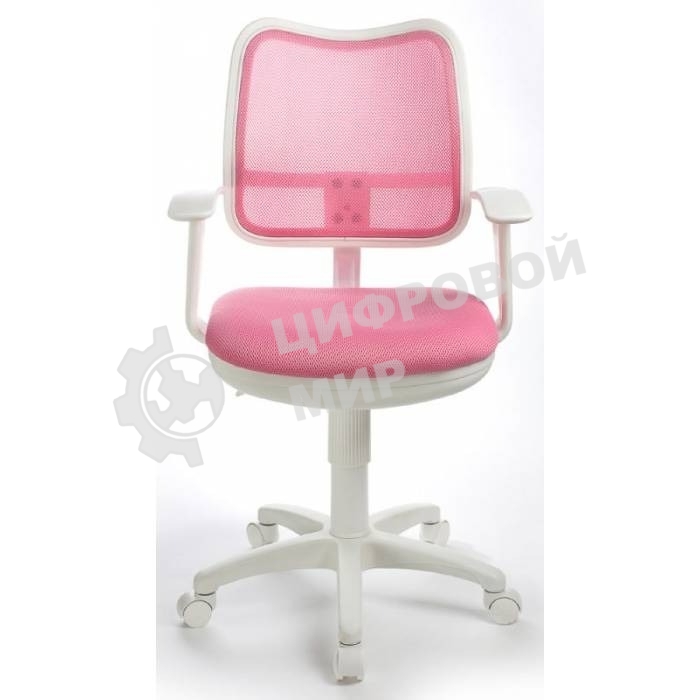 Кресло компьютерное Бюрократ CH-W797/PK/TW-13A TW-13A розовый, спинка сетка, сиденье розовый, колеса белый/розовый, пластик белый