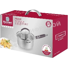 Ковш Rondell Akzent RDS-1386, 1.3 л, с крышкой, стальной