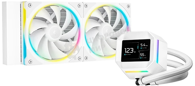 Система жидкостного охлаждения Deepcool LM240 WH ARGB Soc-AM5/AM4/1200/1700/1851 белый 4-pin 19-36dB Al LCD 220W 1404gr Ret (R-LM240-WHDMMC-1)