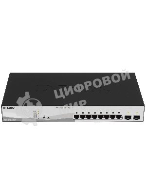 Коммутатор D-Link DGS-1210-10MP/FL2A, 8×1 Гбит/с PoE + 2×1 Гбит/с SFP, настраиваемый