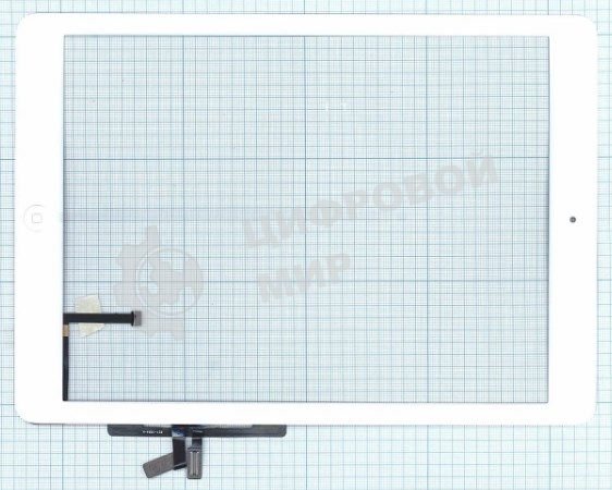 Сенсорное стекло (тачскрин) для iPad Air (A1474, A1475, A1476), белое с кнопкой OEM