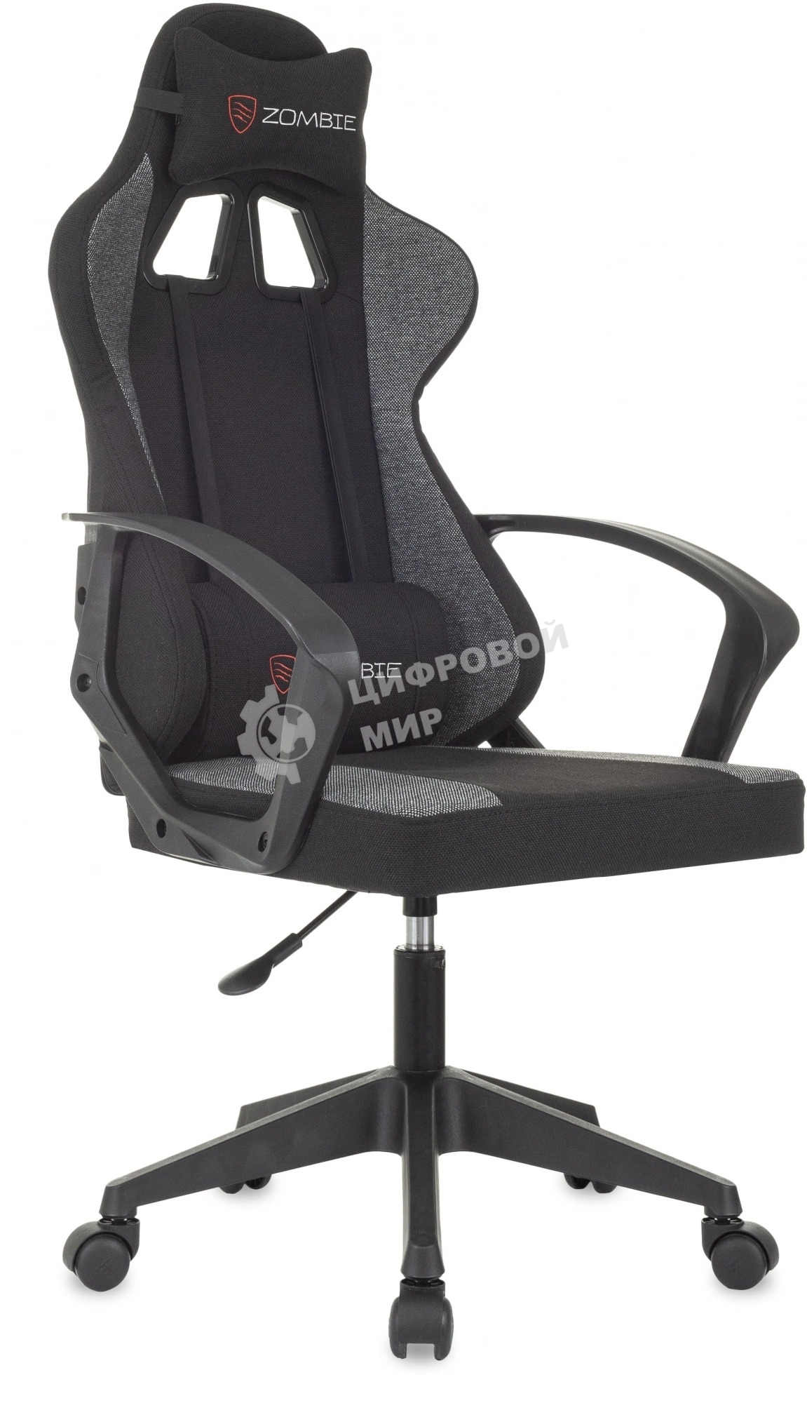 Кресло Zombie Carry черный/серый, экокожа, подголовник