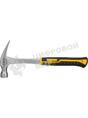Молоток-гвоздодер Denzel 450 г, цельнометаллический, двухкомпонентная рукоятка