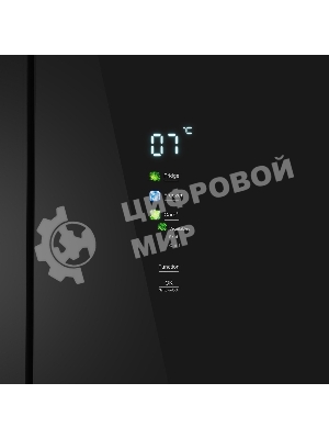 Холодильник Maunfeld MFF192NFB01 Inverter черный стекло трехкамерный 334/184л морозилка снизу, No Frost, Side by Side