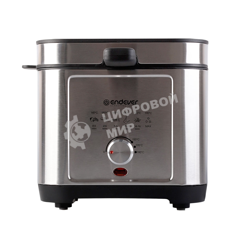 Фритюрница Endever Skyline FR-113 чёрный/стальной, 2000 Вт, 2.5 л, 0.8 кг, съёмная чаша