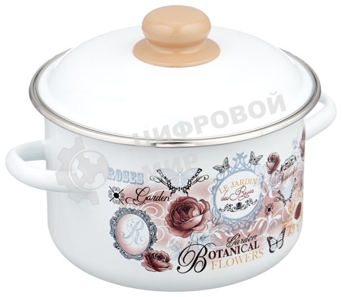 Кастрюля Appetite 1RD181М Roses эмалированная сталь, цилиндрическая 3 л