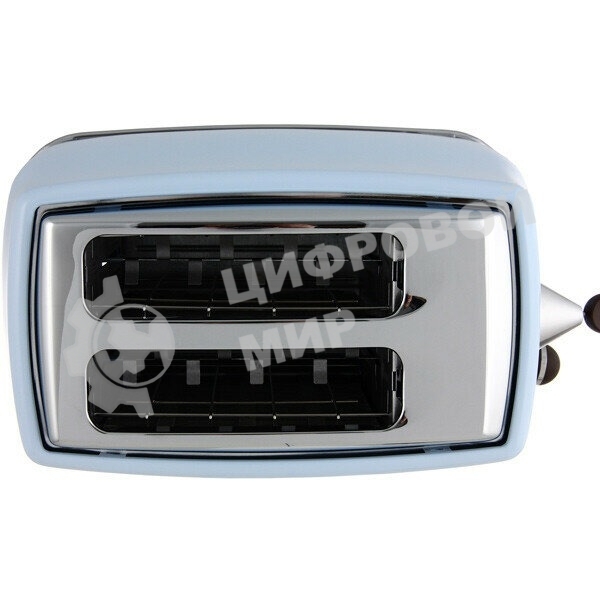 Тостер DeLonghi CTOV 2103.AZ, 900 Вт, на 2 тоста, разморозка, обжаривание, решетка для подогрева, поддон, голубой