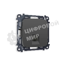 Комплект механизма компьютерной розетки OMEGA Графит мягкое касание RJ-45(8P8C) CAT6 с шторкой QUANT (OP9120, VM188) MO912010