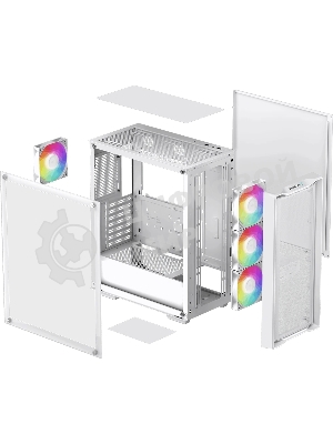 Компьютерный корпус Deepcool CC560 MESH V2 WH без БП, боковое окно (закаленное стекло), 3x120мм ARGb LED вентилятор спереди и 1x120мм ARGb LED вентилятор сзади, белый, ATX