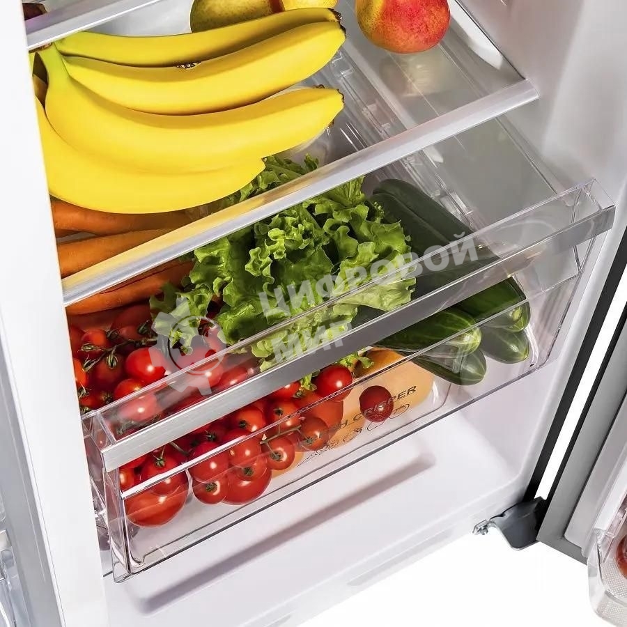 Холодильник Maunfeld MFF177NFSB черный глянц. двухкамерный 263/170л морозилка сбоку, No Frost, Side by Side