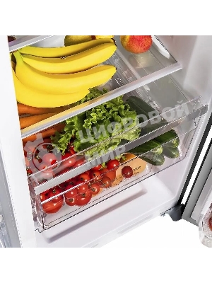 Холодильник Maunfeld MFF177NFSB черный глянц. двухкамерный 263/170л морозилка сбоку, No Frost, Side by Side