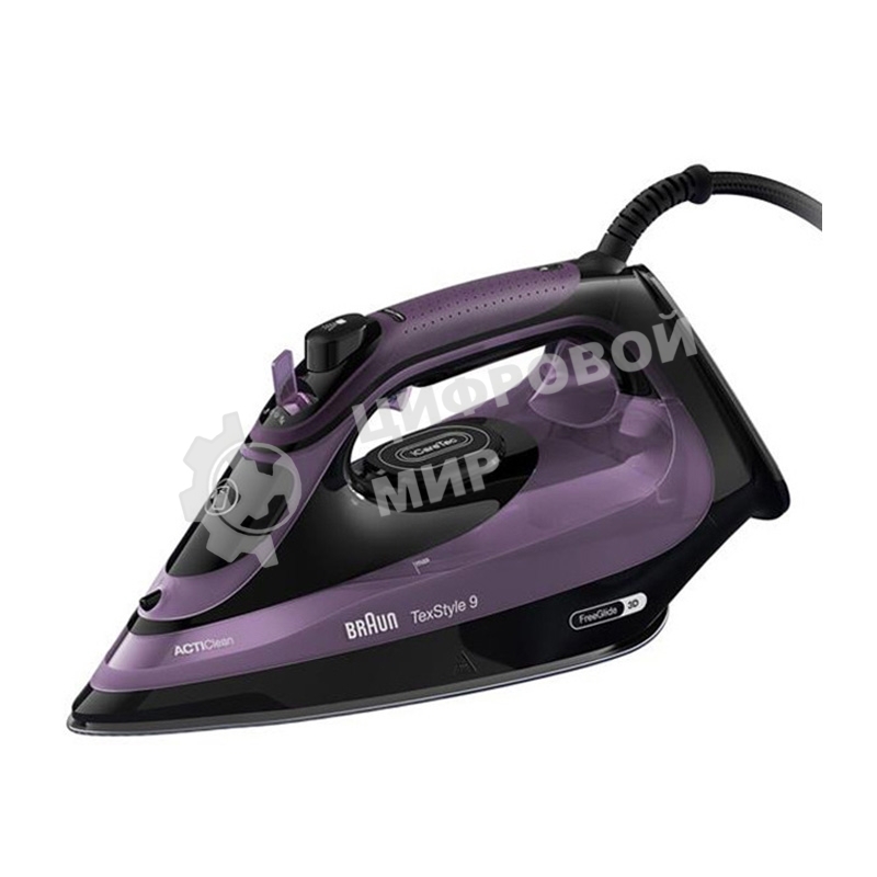 Утюг Braun TexStyle 9 SI9661VI фиолетовый/черный, 3100 Вт, 60 г/мин, 250 г/мин, 330 мл