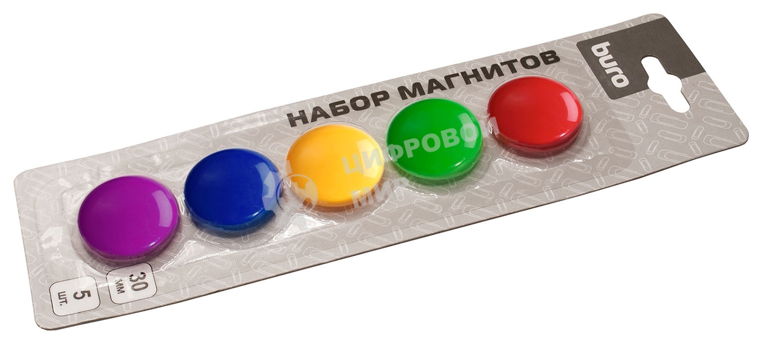 Магнит Buro для досок пластик ассорти d30мм круглый (упаковка: 5шт)
