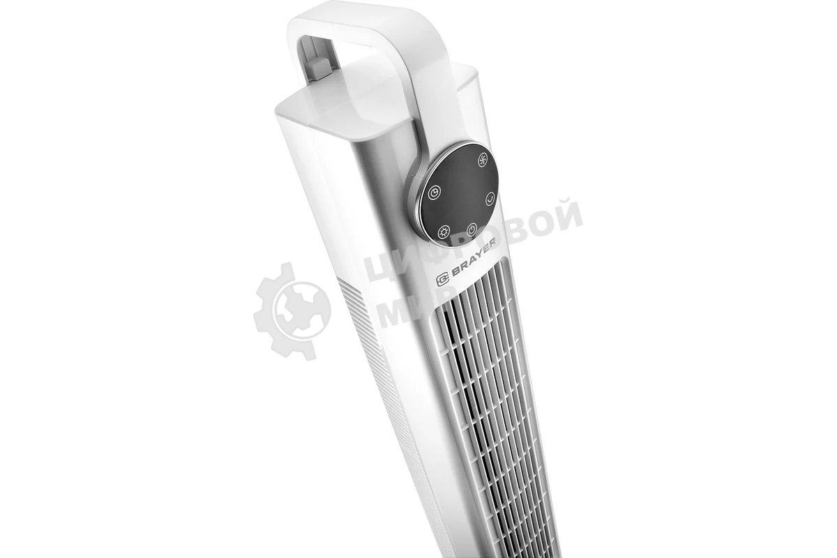 Колонный вентилятор BRAYER BR4957, эл.упр.,пульт ДУ,вращение,мощ-ть60Вт, LED дисплей, 3 скор.Таймер