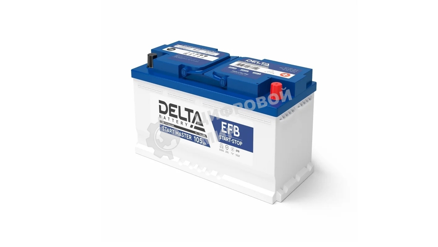 Аккумулятор Delta START MASTER EFB 12105 105Ah 12В, пусковой ток 950, ДхШхВ: 393x175x190мм, L6, Полярность: Обратная