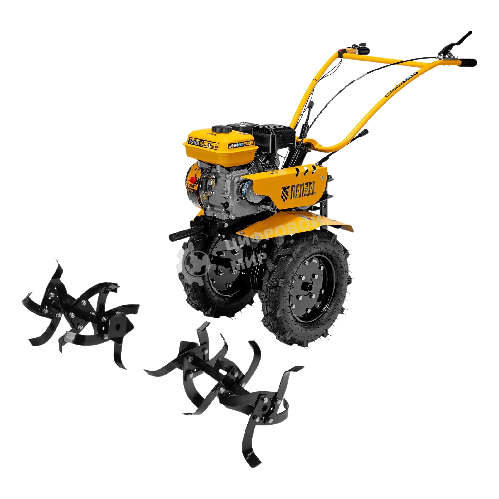 Мотоблок Denzel DPT-270S, 7 л.с., ремен.сцеп, фрез 3х4, ШОМ, передачи 2В/1Н