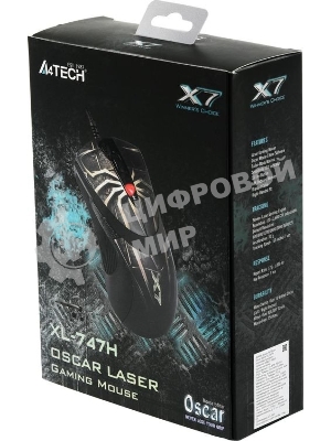 Мышь проводная A4Tech XL-747H коричневый, 3600 dpi, USB, кнопки - 7