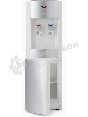 Кулер для воды LD-AEL-28c, напольный, НАГРЕВ/ОХЛАЖДЕНИЕ ЭЛЕКТРОННОЕ, шкафчик 10 л, 2 крана, белый/серебристый, 00257