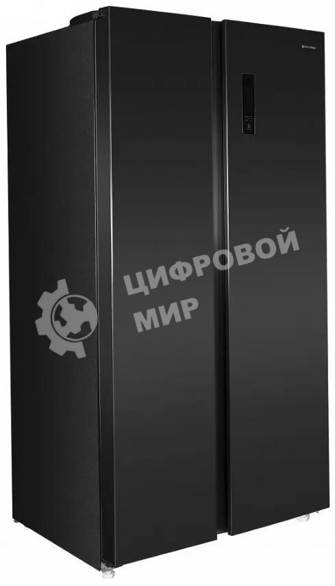 Холодильник Maunfeld MFF177NFSB черный глянц. двухкамерный 263/170л морозилка сбоку, No Frost, Side by Side