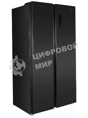 Холодильник Maunfeld MFF177NFSB черный глянц. двухкамерный 263/170л морозилка сбоку, No Frost, Side by Side