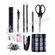 Настольный набор Deli E38253 (12 предметов) пластик, черный