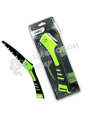 Садовая пила складная Deli DL6006 180мм, сталь 65MN, шаг зубьев 7 TPI, обрезиненая ручка, шлифовка зубов с 3-х сторон, двухрядное распределение кромок