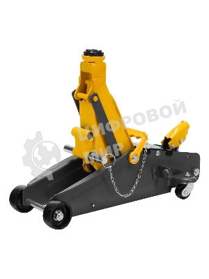 Домкрат гидравлический подкатной с фиксатором Denzel 2,8 т, 135-385 мм