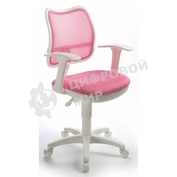 Кресло компьютерное Бюрократ CH-W797/PK/TW-13A TW-13A розовый, спинка сетка, сиденье розовый, колеса белый/розовый, пластик белый