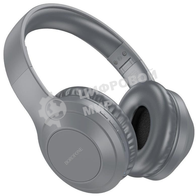 Беспроводные/проводные наушники Borofone BO20 Player серый, накладные, Bluetooth + проводной, складная конструкция, микрофон, до 28 ч