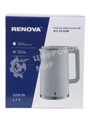Чайник электрический Renova KT17S-05W нержавеющая сталь