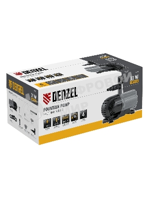 Насос фонтанный Denzel FNP31-24 31 Вт, подъем 2,4 м, 1500 л/ч, колокольчик/2 каскада/гейзер