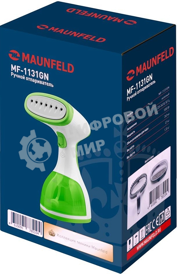 Отпариватель Maunfeld MF-1131GN зеленый, 1000 Вт, 25 г/мин, 0.26 л