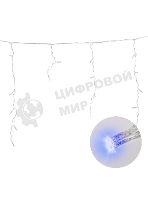 Бахрома светодиодная Uniel 1,8м 48 светодиодов синий свет Провод прозрачный ULD-B1805-048/DTA BLUE IP20