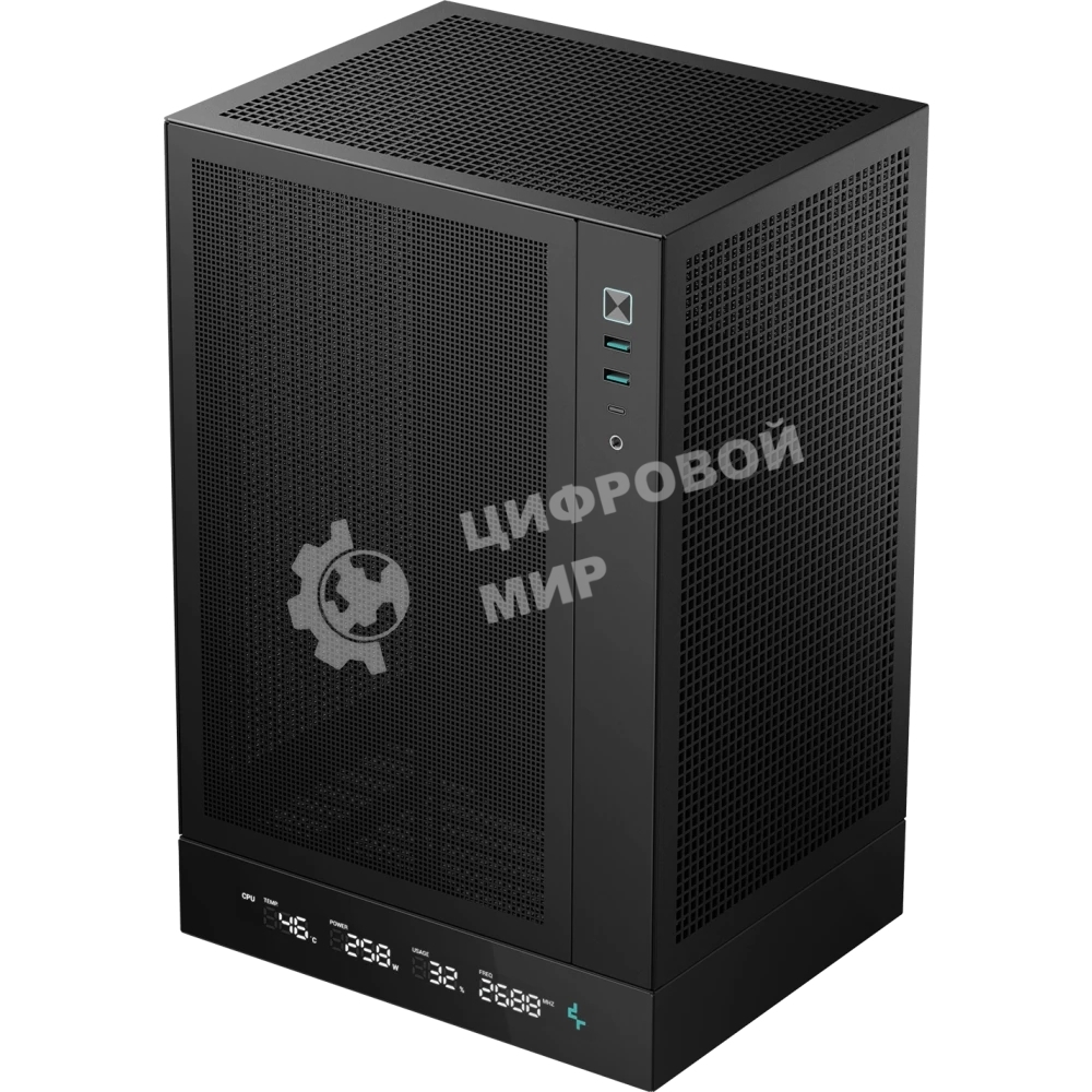 Компьютерный корпус Deepcool CH170 DIGITAL черный без БП mini-ITX 1x120мм 1xUSB 2.0 1xUSB 3.0 audio bott PSU
