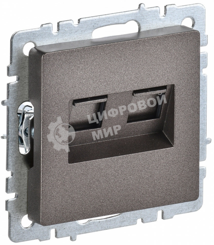 Розетка компьютерная двойная RJ11+RJ45 IEK BRITE РК/Т12-БрТБ кат.5E темная бронза