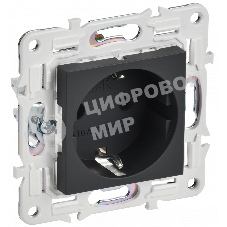 Розетка IEK SKANDY SK-R04G (SK-R14-16-K53) с заземлением, с защитными шторками 16А, графит