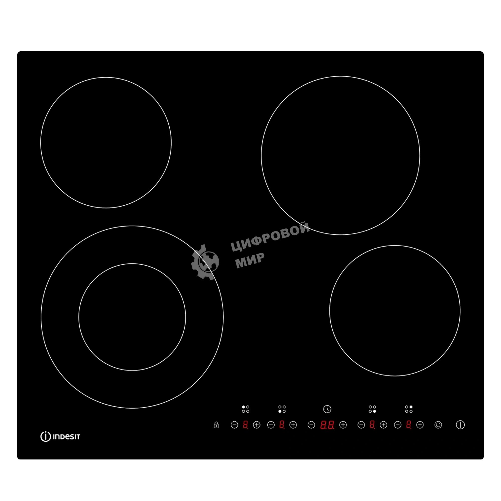 Электрическая варочная поверхность Indesit IRCM 260, 4 конфорки, с зоной расширения, стеклокерамика, 6700 Вт