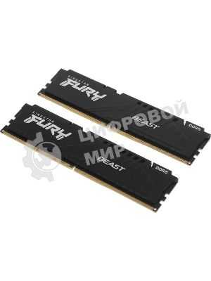 Оперативная память Kingston Fury Beast, DDR5, 32Gb (2x16Gb), 6400MHz, CL32, DIMM, с радиатором, черный