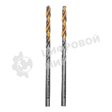 Сверло спиральное по металлу Denzel 3 x 60 мм, Р6М5, Golden Tip, 2 шт.