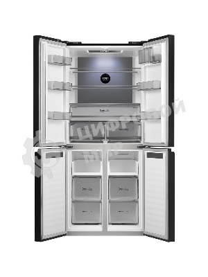 Холодильник Maunfeld MFF192NFB01 Inverter черный стекло трехкамерный 334/184л морозилка снизу, No Frost, Side by Side